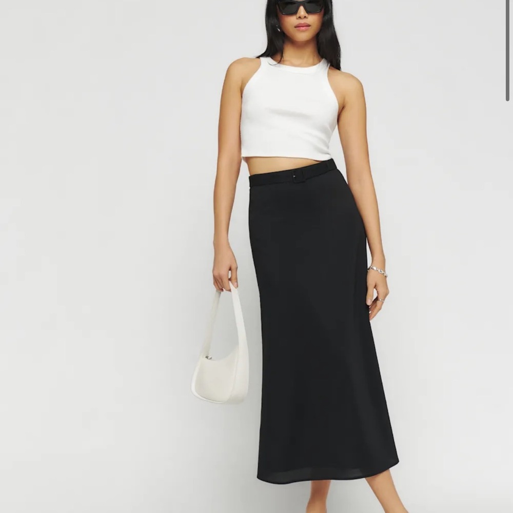 Reformation Black Maxi Falcon Skirt